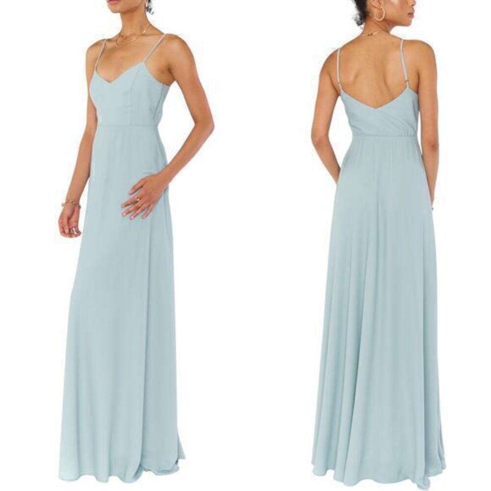 Show Me Your Mumu Faith Maxi Dress in Silver Sage Chiffon size Medium